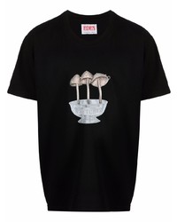 schwarzes bedrucktes T-Shirt mit einem Rundhalsausschnitt von EDEN power corp