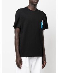 schwarzes bedrucktes T-Shirt mit einem Rundhalsausschnitt von JW Anderson