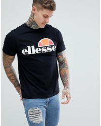 schwarzes bedrucktes T-Shirt mit einem Rundhalsausschnitt von Ellesse