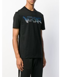 schwarzes bedrucktes T-Shirt mit einem Rundhalsausschnitt von Versace