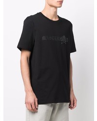 schwarzes bedrucktes T-Shirt mit einem Rundhalsausschnitt von Mastermind Japan