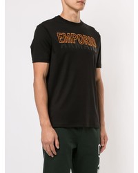 schwarzes bedrucktes T-Shirt mit einem Rundhalsausschnitt von Emporio Armani