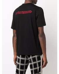 schwarzes bedrucktes T-Shirt mit einem Rundhalsausschnitt von Sprayground