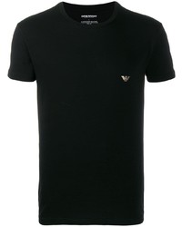 schwarzes bedrucktes T-Shirt mit einem Rundhalsausschnitt von Emporio Armani