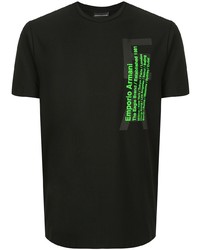 schwarzes bedrucktes T-Shirt mit einem Rundhalsausschnitt von Emporio Armani