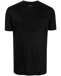 schwarzes bedrucktes T-Shirt mit einem Rundhalsausschnitt von Emporio Armani