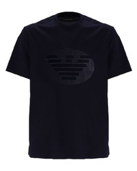 schwarzes bedrucktes T-Shirt mit einem Rundhalsausschnitt von Emporio Armani