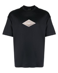 schwarzes bedrucktes T-Shirt mit einem Rundhalsausschnitt von Emporio Armani