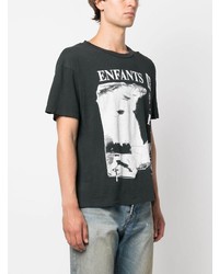 schwarzes bedrucktes T-Shirt mit einem Rundhalsausschnitt von Enfants Riches Deprimes