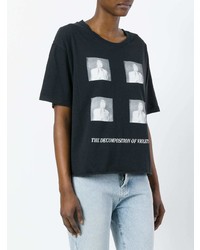 schwarzes bedrucktes T-Shirt mit einem Rundhalsausschnitt von Enfants Riches Deprimes