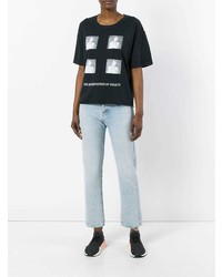 schwarzes bedrucktes T-Shirt mit einem Rundhalsausschnitt von Enfants Riches Deprimes
