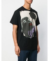 schwarzes bedrucktes T-Shirt mit einem Rundhalsausschnitt von Paul Smith