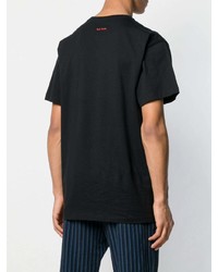 schwarzes bedrucktes T-Shirt mit einem Rundhalsausschnitt von Paul Smith