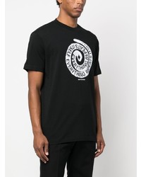 schwarzes bedrucktes T-Shirt mit einem Rundhalsausschnitt von Marcelo Burlon County of Milan