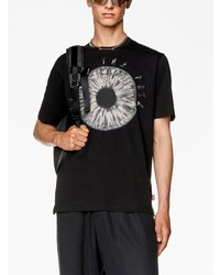 schwarzes bedrucktes T-Shirt mit einem Rundhalsausschnitt von Diesel