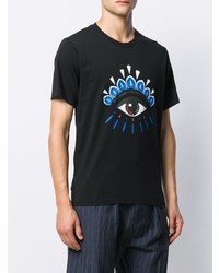 schwarzes bedrucktes T-Shirt mit einem Rundhalsausschnitt von Kenzo