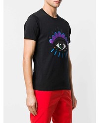 schwarzes bedrucktes T-Shirt mit einem Rundhalsausschnitt von Kenzo