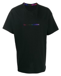 schwarzes bedrucktes T-Shirt mit einem Rundhalsausschnitt von F.A.M.T.
