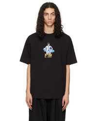 schwarzes bedrucktes T-Shirt mit einem Rundhalsausschnitt von F-LAGSTUF-F