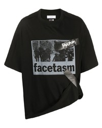 schwarzes bedrucktes T-Shirt mit einem Rundhalsausschnitt von Facetasm