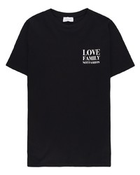 schwarzes bedrucktes T-Shirt mit einem Rundhalsausschnitt von Family First