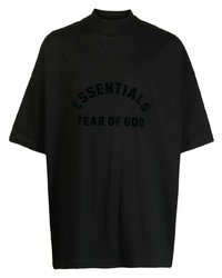 schwarzes bedrucktes T-Shirt mit einem Rundhalsausschnitt von FEAR OF GOD ESSENTIALS