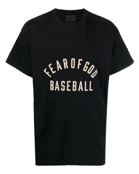 schwarzes bedrucktes T-Shirt mit einem Rundhalsausschnitt von Fear Of God