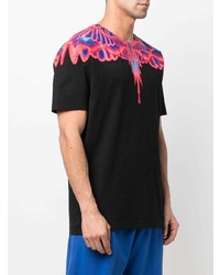 schwarzes bedrucktes T-Shirt mit einem Rundhalsausschnitt von Marcelo Burlon County of Milan