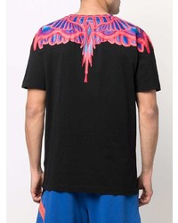 schwarzes bedrucktes T-Shirt mit einem Rundhalsausschnitt von Marcelo Burlon County of Milan