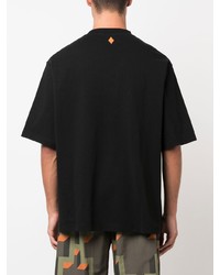 schwarzes bedrucktes T-Shirt mit einem Rundhalsausschnitt von Marcelo Burlon County of Milan