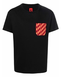 schwarzes bedrucktes T-Shirt mit einem Rundhalsausschnitt von Ferrari