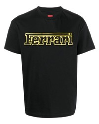 schwarzes bedrucktes T-Shirt mit einem Rundhalsausschnitt von Ferrari