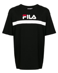 schwarzes bedrucktes T-Shirt mit einem Rundhalsausschnitt von Fila