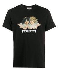 schwarzes bedrucktes T-Shirt mit einem Rundhalsausschnitt von Fiorucci