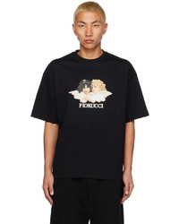 schwarzes bedrucktes T-Shirt mit einem Rundhalsausschnitt von Fiorucci