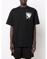 schwarzes bedrucktes T-Shirt mit einem Rundhalsausschnitt von MSGM