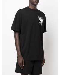 schwarzes bedrucktes T-Shirt mit einem Rundhalsausschnitt von MSGM