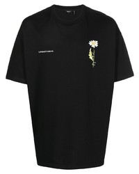schwarzes bedrucktes T-Shirt mit einem Rundhalsausschnitt von FIVE CM