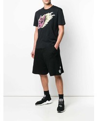 schwarzes bedrucktes T-Shirt mit einem Rundhalsausschnitt von McQ Alexander McQueen