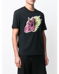 schwarzes bedrucktes T-Shirt mit einem Rundhalsausschnitt von McQ Alexander McQueen