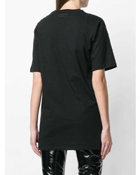 schwarzes bedrucktes T-Shirt mit einem Rundhalsausschnitt von Fausto Puglisi