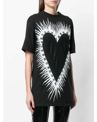 schwarzes bedrucktes T-Shirt mit einem Rundhalsausschnitt von Fausto Puglisi