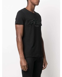 schwarzes bedrucktes T-Shirt mit einem Rundhalsausschnitt von Balmain