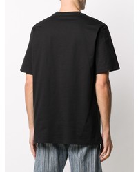 schwarzes bedrucktes T-Shirt mit einem Rundhalsausschnitt von MSGM