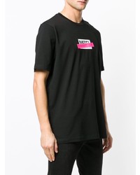 schwarzes bedrucktes T-Shirt mit einem Rundhalsausschnitt von Diesel