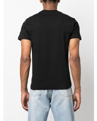 schwarzes bedrucktes T-Shirt mit einem Rundhalsausschnitt von VERSACE JEANS COUTURE