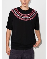 schwarzes bedrucktes T-Shirt mit einem Rundhalsausschnitt von Marcelo Burlon County of Milan