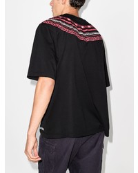 schwarzes bedrucktes T-Shirt mit einem Rundhalsausschnitt von Marcelo Burlon County of Milan