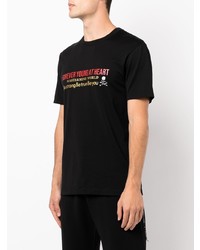 schwarzes bedrucktes T-Shirt mit einem Rundhalsausschnitt von Mastermind World