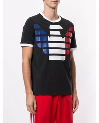 schwarzes bedrucktes T-Shirt mit einem Rundhalsausschnitt von Emporio Armani